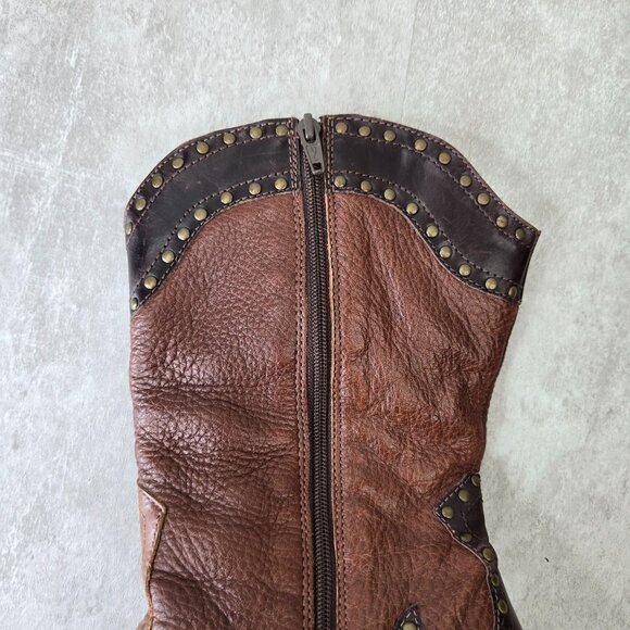 Matisse Western Cowgirl Boots Brown Leather Block Heel Victorian Pointed Booties - Picture 13 of 14